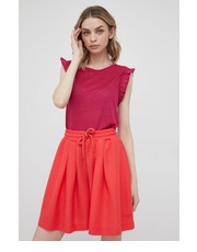 Spodnie szorty damskie kolor czerwony gładkie high waist - Answear.com Emporio Armani