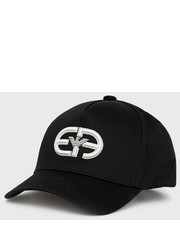 Czapka czapka bawełniana kolor czarny z aplikacją - Answear.com Emporio Armani