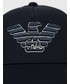 Czapka Emporio Armani czapka bawełniana kolor granatowy z aplikacją