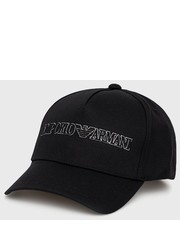 Czapka czapka bawełniana kolor czarny z aplikacją - Answear.com Emporio Armani