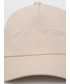 Czapka Emporio Armani czapka bawełniana kolor beżowy z aplikacją