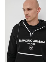 Bluza męska bluza męska kolor czarny z kapturem z nadrukiem - Answear.com Emporio Armani