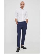 Spodnie męskie Spodnie lniane męskie kolor granatowy proste - Answear.com Emporio Armani