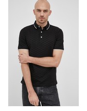 T-shirt - koszulka męska polo bawełniane kolor czarny gładki - Answear.com Emporio Armani