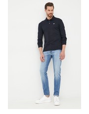 T-shirt - koszulka męska longsleeve bawełniany kolor granatowy gładki - Answear.com Emporio Armani