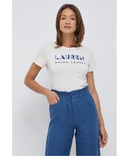 Bluzka t-shirt damski kolor beżowy - Answear.com Lauren Ralph Lauren