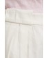 Spodnie Lauren Ralph Lauren szorty lniane damskie kolor beżowy gładkie high waist
