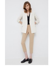 Spodnie spodnie damskie kolor beżowy dopasowane medium waist - Answear.com Lauren Ralph Lauren