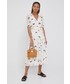Sukienka Lauren Ralph Lauren sukienka kolor beżowy maxi rozkloszowana