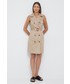 Sukienka Lauren Ralph Lauren sukienka kolor beżowy mini dopasowana