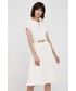 Sukienka Lauren Ralph Lauren sukienka kolor beżowy mini rozkloszowana