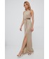 Sukienka Lauren Ralph Lauren sukienka kolor beżowy maxi dopasowana