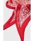 Szalik Lauren Ralph Lauren apaszka jedwabna kolor czerwony wzorzysty