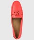 Mokasyny Lauren Ralph Lauren mokasyny skórzane BRYNN damskie kolor czerwony na płaskim obcasie
