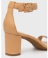Sandały na obcasie Lauren Ralph Lauren sandały skórzane WAVERLI kolor beżowy