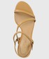 Sandały na obcasie Lauren Ralph Lauren sandały skórzane LANDYN kolor beżowy
