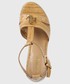 Sandały na obcasie Lauren Ralph Lauren sandały skórzane HALE damskie kolor beżowy na koturnie