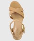 Sandały na obcasie Lauren Ralph Lauren sandały zamszowe FENTON kolor beżowy
