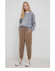 Spodnie spodnie damskie kolor brązowy joggery high waist - Answear.com Dkny