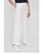Spodnie spodnie damskie kolor beżowy szerokie high waist - Answear.com Dkny