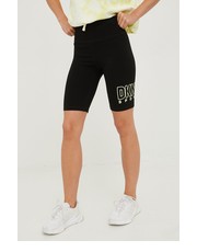 Spodnie szorty damskie kolor czarny z nadrukiem high waist - Answear.com Dkny