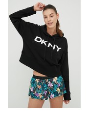 Bluza bluza damska kolor czarny z kapturem z nadrukiem - Answear.com Dkny