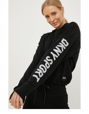 Bluza bluza bawełniana damska kolor czarny z kapturem z nadrukiem - Answear.com Dkny