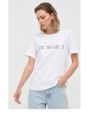 Bluzka t-shirt bawełniany kolor biały - Answear.com Trussardi