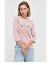 Bluzka longsleeve damski kolor różowy - Answear.com Trussardi