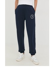 Spodnie spodnie dresowe bawełniane damskie kolor granatowy gładkie - Answear.com Trussardi