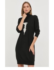 Sukienka sukienka z domieszką wełny kolor czarny mini prosta - Answear.com Trussardi