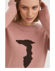 Sweter sweter z domieszką wełny damski kolor różowy lekki - Answear.com Trussardi
