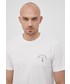 T-shirt - koszulka męska Trussardi T-shirt bawełniany kolor biały z nadrukiem