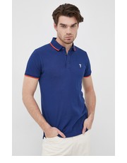 T-shirt - koszulka męska polo bawełniane kolor granatowy gładki - Answear.com Trussardi