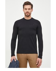 T-shirt - koszulka męska longsleeve męski kolor czarny gładki - Answear.com Trussardi