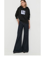 Bluza bluza bawełniana damska kolor czarny z kapturem z nadrukiem - Answear.com Trussardi