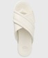 Klapki Ugg klapki skórzane Zayne Crossband damskie kolor beżowy na platformie