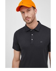 T-shirt - koszulka męska polo bawełniane kolor czarny gładki - Answear.com Michael Kors