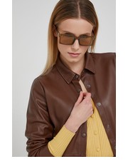 Koszula koszula damska kolor brązowy regular z kołnierzykiem klasycznym - Answear.com Noisy May