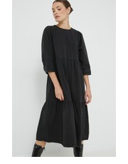 Sukienka sukienka jeansowa kolor czarny midi rozkloszowana - Answear.com Noisy May