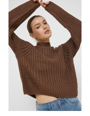 Sweter sweter Tessa damski kolor brązowy ciepły z półgolfem - Answear.com Noisy May