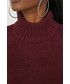 Sweter Noisy May sweter damski kolor bordowy z półgolfem