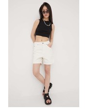 Spodnie szorty jeansowe damskie kolor biały gładkie high waist - Answear.com Dickies