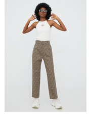 Spodnie spodnie damskie kolor beżowy proste high waist - Answear.com Dickies