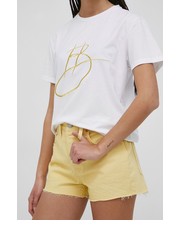 Spodnie Levis szorty jeansowe damskie kolor żółty gładkie high waist - Answear.com Levi’s