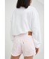 Spodnie Levi’s Levis szorty jeansowe 501 ORIGINAL damskie kolor różowy gładkie high waist