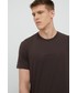 Bielizna męska Calvin Klein Underwear t-shirt piżamowy męski kolor brązowy z aplikacją