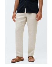 Spodnie męskie spodnie lniane Romelino męskie kolor beżowy - Answear.com Mango Man