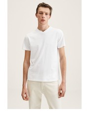T-shirt - koszulka męska T-shirt bawełniany kolor biały gładki - Answear.com Mango Man