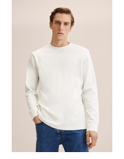 T-shirt - koszulka męska Longsleeve bawełniany kolor biały gładki - Answear.com Mango Man
